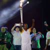 'Me sinto especial em estar aqui hoje num momento tão importante', disse Thiaguinho do palco do evento da Tocha Oímpica em Salvador nesta terça-feira, 24 de maio de 2016