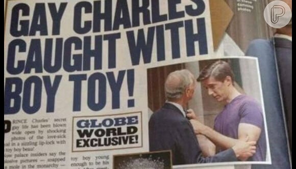 Revista 'Globe' voltou a afirmar que o príncipe Charles é gay ao divulgar fotos dele trocando carinhos com um rapaz