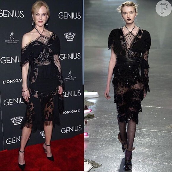 Nicole Kidman exibiu a boa forma em um vestido repleto de transparências e bordados da coleção outono-inverno 2016 da grife Rodarte