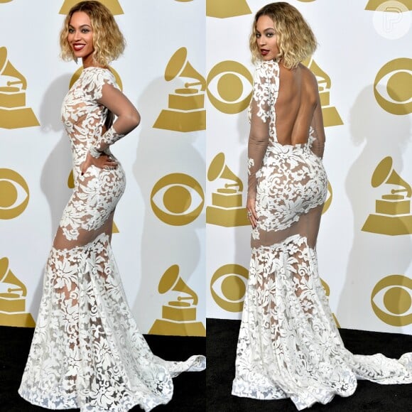 Beyoncé abusou na transparência com vestido Michael Costello no Grammy Awards 2014