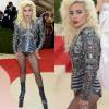 Lady Gaga foi Met Gala 2016 com look Versace metalizado
