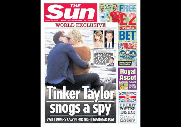 Taylor Swift foi clicada ao beijos com o ator americano Tom Hiddleston em fotos publicadas nesta quarta-feira, dia 15 de junho de 2016
