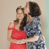Francesca (Marisa Orth) aconselha a filha, Tancinha (Mariana Ximenes), a refletir bastante antes de firmar um relacionamento com Apolo (Malvino Salvador), na novela 'Haja Coração'