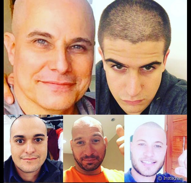 Enzo Celulari e família raspam a cabeça em apoio a Edson Celulari, após o ator anunciar que está se tratando de um câncer raro
