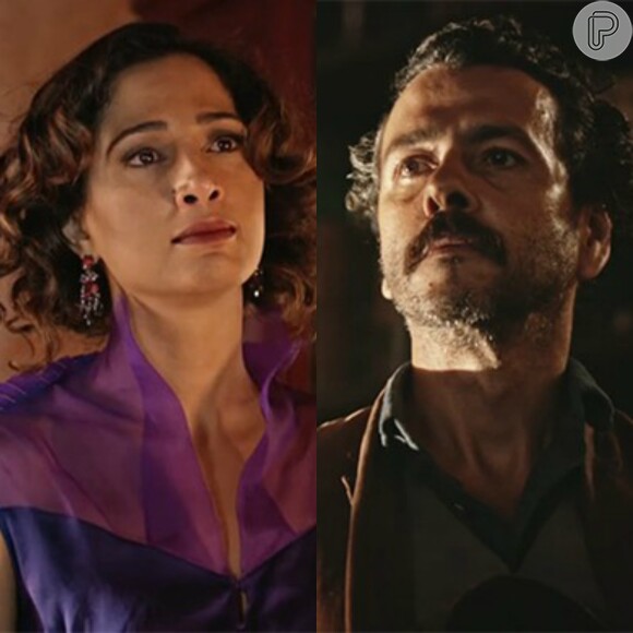 Novela 'Velho Chico': Cícero (Marcos Palmeiras) tenta beijar Tereza (Camila Pitanga), mas é interrompido por Dalva (Mariene de Castro)