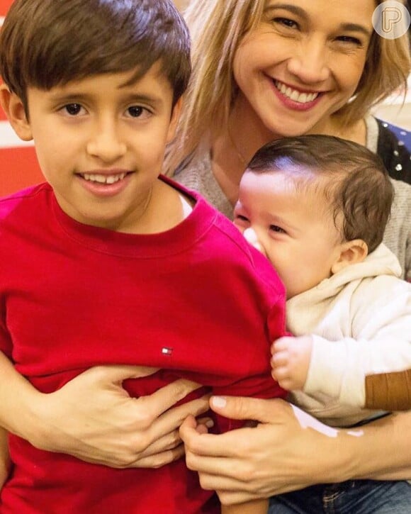 Fernanda Gentil na companhia dos seus meninos: o filho Gabriel e o afilhado, Lucas
