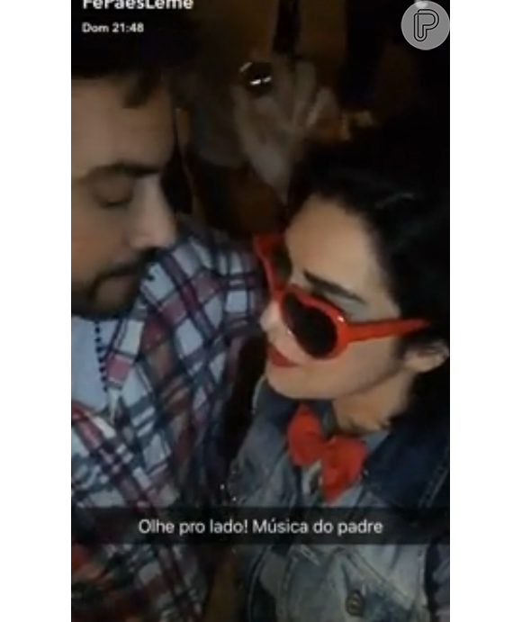 Fernanda Paes Leme registou padre Fabio de Melo cantando Tim Maia com Tiago Abravanel, em um vídeo publicado em seu perfil do Snapchat
