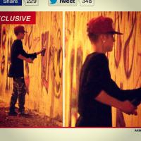 Justin Bieber ironiza foto que paparazzo brasileiro tirou quando grafitava muro