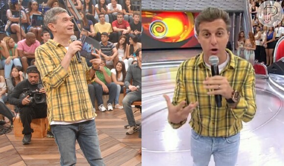 Apresentadores também não escapam! Luciano Huck, no 'Caldeirão', e Serginho Groisman, no 'Altas Horas', usaram a camisa amarela no mesmo dia na TV