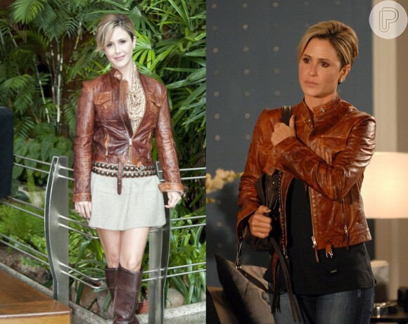 A jaqueta de couro da vilã Luisa (Guilhermina Guinle) fez sucesso com o público de 'Ti-ti-ti' em 2010 e a personagem apareceu com a peça várias vezes em cena