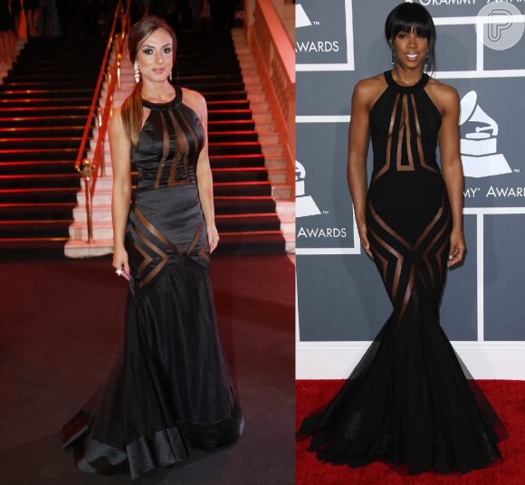 Nicole Bahls e Kelly Rowland usam o mesmo vestido do estilita Georges Chakras