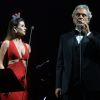 Paula Fernandes se apresentou com o tenor italiano Andrea Bocelli, no Allianz Parque, em São Paulo, na noite desta quinta-feira, 13 de outubro de 2016