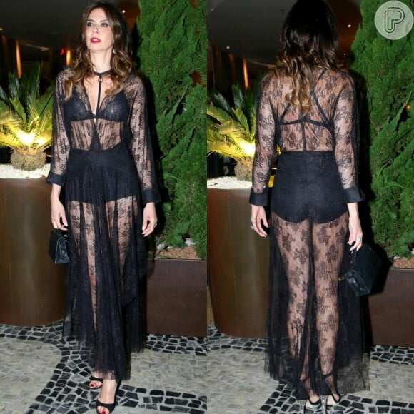 Luciana Gimenez escolheu look Bo.Bô completamente transparente com strappy bra e hot pants pretas à mostra em evento da Brazil Foundation