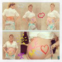 Ana Hickmann, grávida, exibe barrigão de 8 meses todo pintado: 'Bom dia'