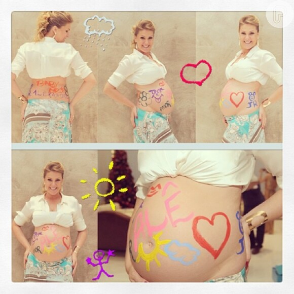 Ana Hickmann está grávida de 8 meses de seu primeiro filho, Alexandre, em 16 de janeiro de 2013