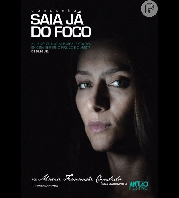 Maria Fernanda Cândido posa para campanha contra uso de celular no teatro