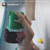 Ex-BBB Fernando Medeiros se diverte com filho, Lucca, em vídeo: 'Atacado'