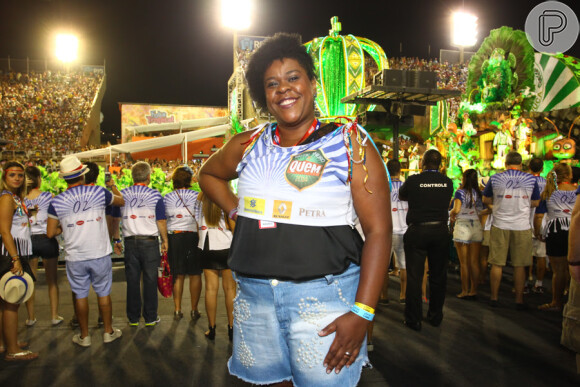 Cacau Protásio assistem aos desfiles das escolas de samba do Rio de Janeiro, na Marquês de Sapucaí