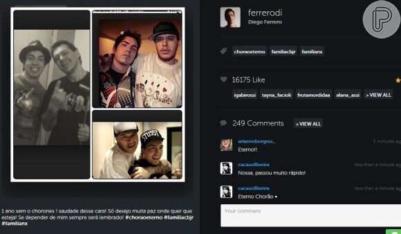 Di Ferrero publica montagem com fotos de Chorão