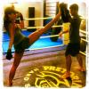 Sabrina Sato posta foto em seu Instagram praticando muay thai com professor em academia, em 23 de janeiro de 2013