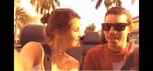 Di Ferrero e Isabelli Fontana se divertiram ouvindo rock durante passeio de carro pelas ruas de Miami