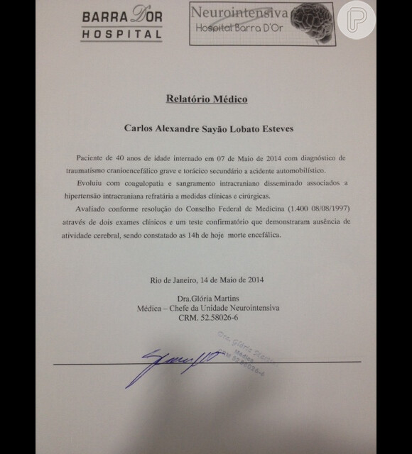 Na tarde desta quarta-feira, a assessoria divulgou o boletim médico com a confirmação da morte cerebral do músico Alexandre Pessoal