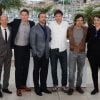 Bennett Miller, Mark Ruffalo, Channing Tatum, Jon Kilik, Producer Megan Ellison, Steve Carell posam para foto na coletiva de imprensa do filme 'Foxcatcher' no Festival de Cannes 2014