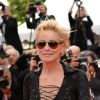 Sharon Stone vai de óculos escuros no tapete vermelho da premiére de 'The Search' no Festival de Cannes 2014