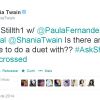 Shania Twain confirma dueto com Paula Fernandes através de mensagem no Twitter