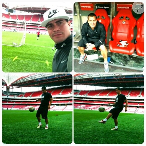 Thiago Martins joga futebol no Estádio da Luz, em Portugual