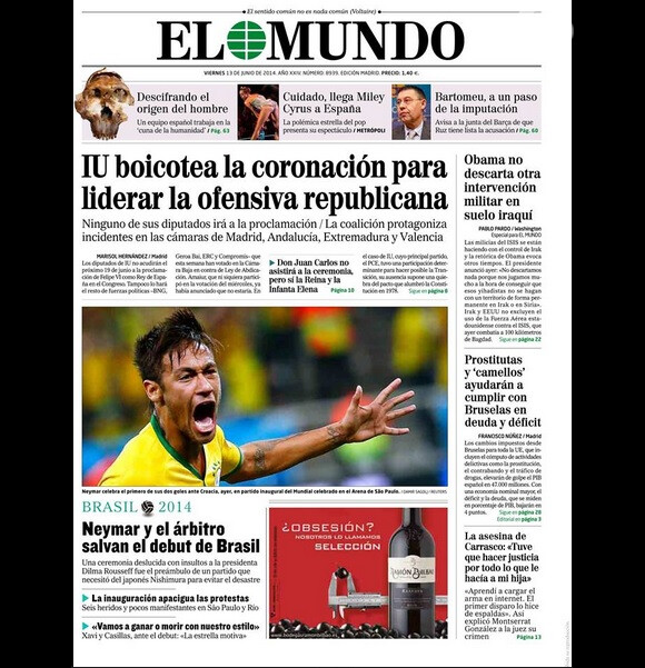 O jornal 'El Mundo' afirmou que Neymar e o árbitro garantiram a vitória do Brasil