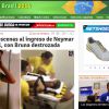 O jornal 'Mundo Desportiv'o destacou a dor da namorada do jogador: 'Bruna Marquezine, completamente destroçada na entrada de Neymar no Hospital de São Carlos em Fortaleza', diz a legenda da foto 