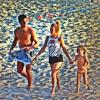 Amaury, Danielle e Noah deixam a praia em um dia de sol no Rio, em janeiro de 2013