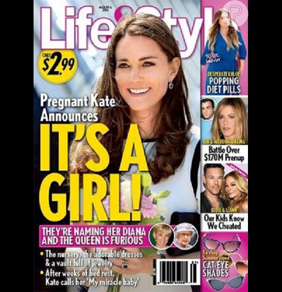 Capa da revista 'Life & Style' traz Kate Middleton e a notícia: 'É uma menina!'