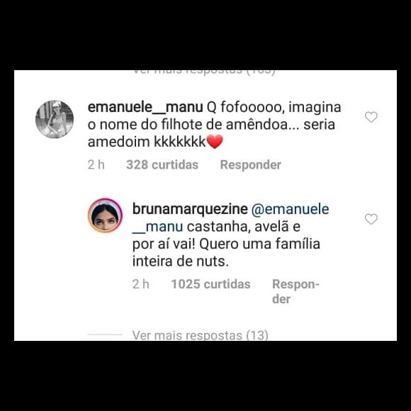 Bruna Marquezine contou nomes que pretende dar a novos pets