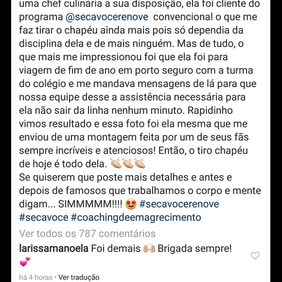 Larissa Manoela aprova mudanças trazidas por dieta com Mayra Cardi: 'Foi demais'