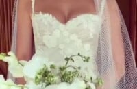 Laíse Leal apostou em um vestido repleto de apliques de flores para seu casamento com Daniel Rocha