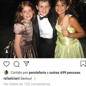 Marina Ruy Barbosa deixou comentário em foto de infância com ator e Bruna Marquezine