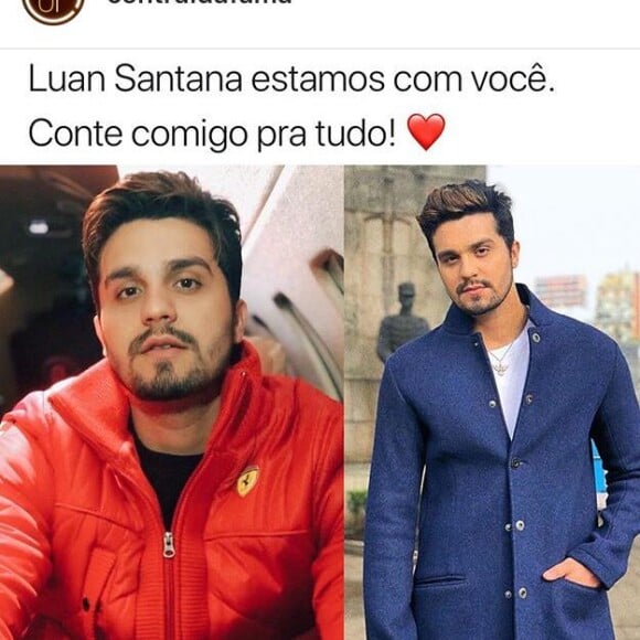 Luan Santana é defendido no Instagram da Central da Fama, nesta quinta-feira, dia 13 junho de 2019