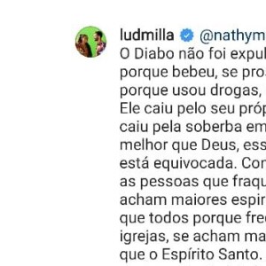 Ludmilla responde internauta no Instagram
