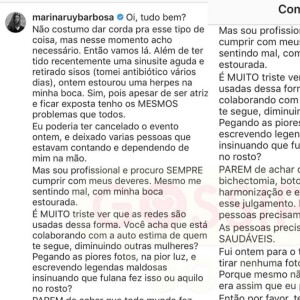 Marina Ruy Barbosa rebate crítica na web em comentário no rosto nesta quarta-feira, dia 28 de agosto de 2019