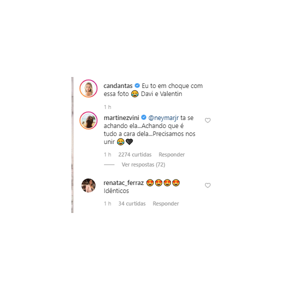Carol Dantas compara filhos em foto e marido dela faz apelo divertido a Neymar