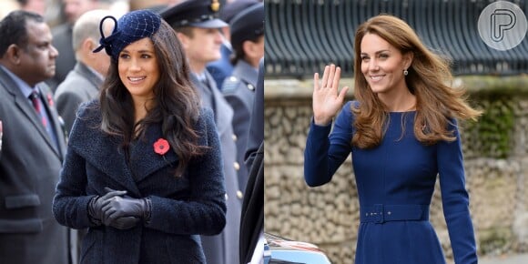 Duquesas vestem azul! Meghan e Kate usam a mesma cor em eventos diferentes nesta quinta-feira, dia 07 de novembro de 2019