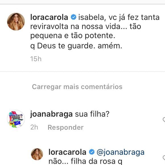 Carol Dieckmann responde fã que perguntou sobre adoção