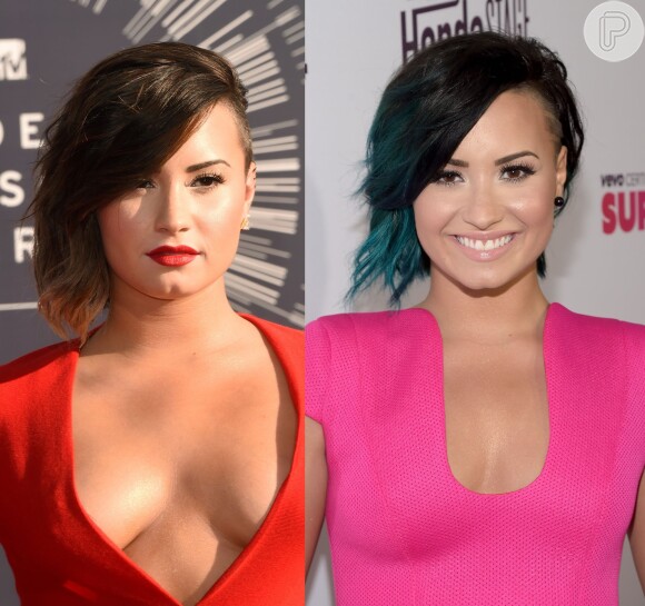 Demi Lovato é fã dos fios coloridos! A cantora, que já teve o cabelo roxo e rosa, agora apareceu com as pontas azuis. Ela exibiu o resultado da mudança para seus fãs nas redes sociais