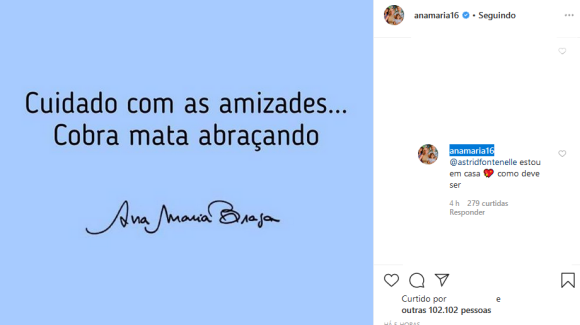 Ana Maria Braga respondeu conselho de Astrid Fontenelle