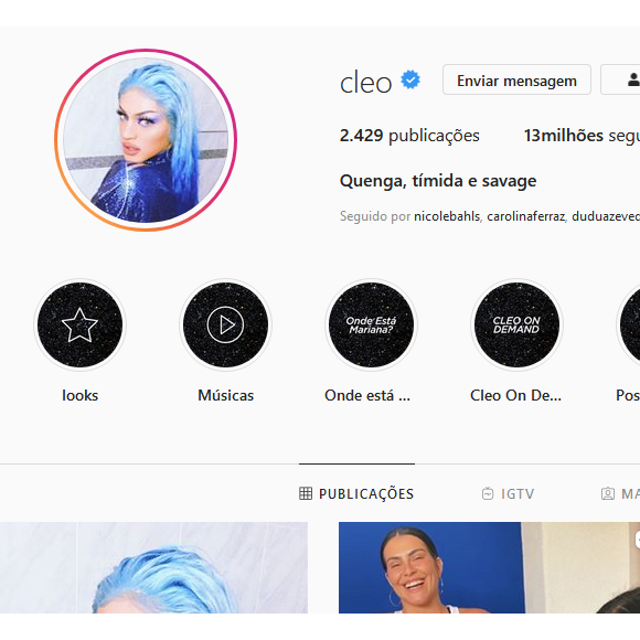 Cleo teve Instagram invadido pela segunda vez