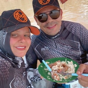 Maraisa mostra almoço com Fabrício Marques durante pesca esportiva em resort em Goiás