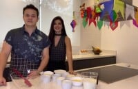 Matheus Aleixo e a mulher, Paula Aires, ensinam receita de bolo de fubá cremoso