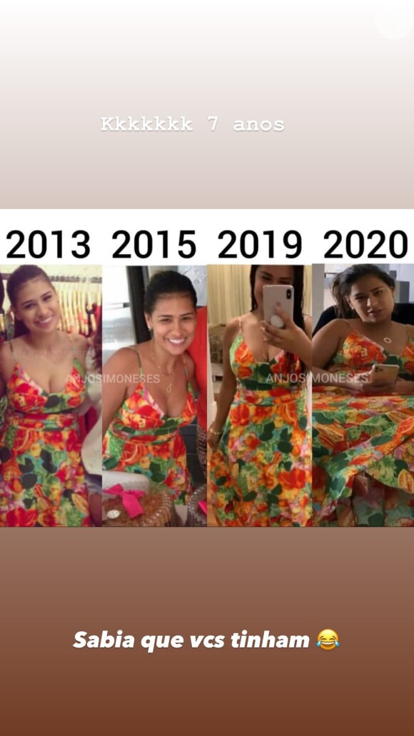Simone exibe fotos usando o mesmo vestido em anos diferentes